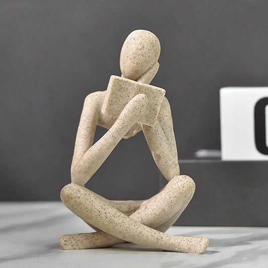Jinkoozz Gold Reading Women Statue, Thinker Sculptures, Abstract Art Ornament, Modern Aesthetic Figurine Decoration, Suitable for Home Living Room Bedroom Office Shelf Table Desk Bookshelf Decor