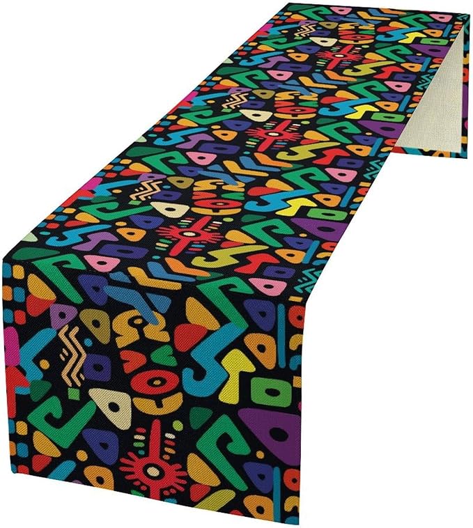 African Table Runner Abstract Geometry Nationality Tribe Table Runner for Kitchen Party Home Dining Room Table 13x36in
