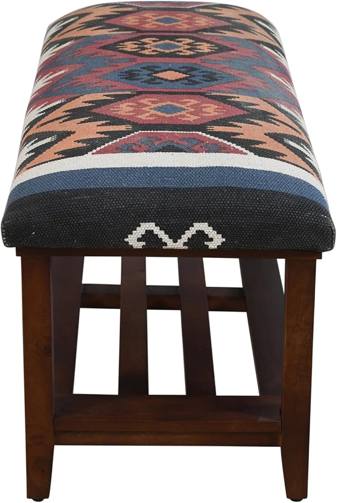 LR Home Red Handmade Upholstered Bench for Bedroom End of Bed | Accent Bench for Entryway, Foyer, Living Room, Mudroom, Hallway or Seating | Long Rectangle Storage Bench | 40" W x 16" D x 18" H
