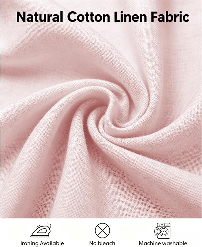 Alsoo Spring Pink Table Cloth Rectangle Table Heavy Duty Cotton Linen Tablecloth Farmhouse Boho Waterproof Wrinkle Free Tables Cover with Tassel for Kitchen Dining Holiday Party, 55" x 106"