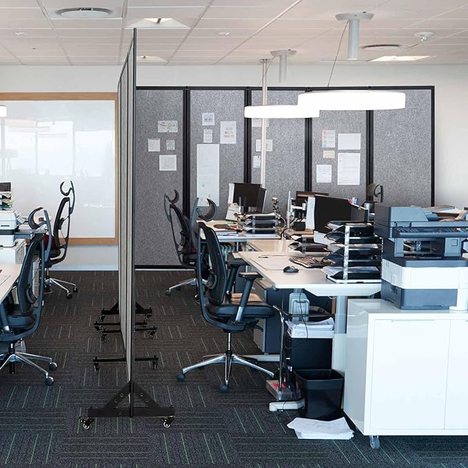 Room Partition,Folding Privacy Divider,Office Partition Dividers,Office Dividers Wall, 10'6"W x 6'7"H,Light Grey