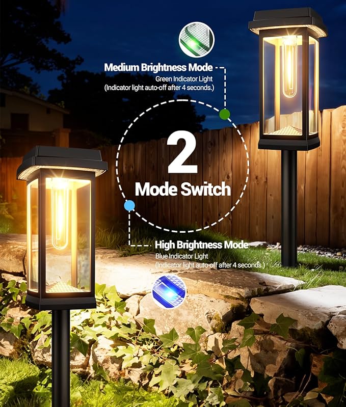 Solar Pathway Lights Outdoor, 12 Pack Upgraded Solar Garden Lights solar powered, solar lights outdoor waterproof IP65, 15 Hours Outdoor Solar Lights for Yard Patio Landscape Walkway Driveway Decor