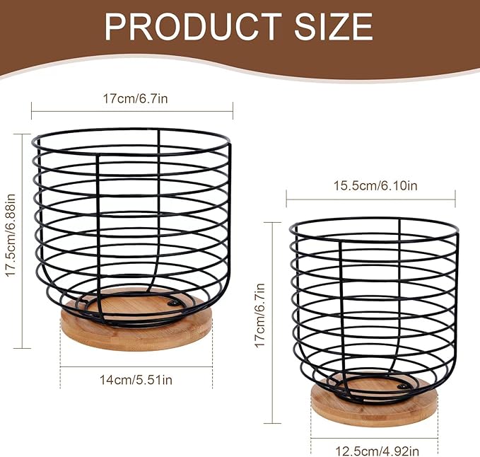2pcs K Cup Holder Organizer - Coffee Pods Storage Organizer - Coffee Bar Accessories - Large Capacity Black Wire Kup Storage with Bamboo Base