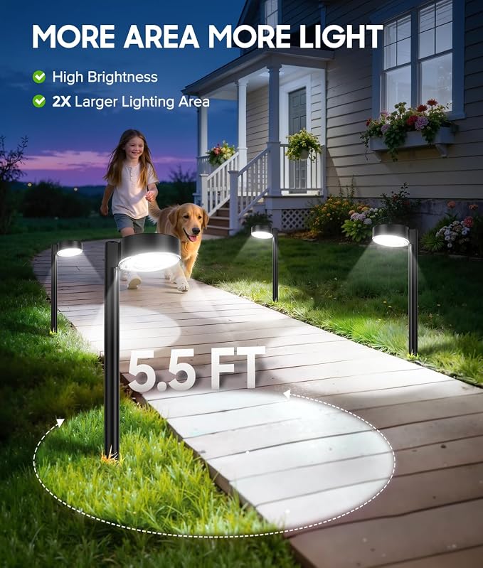 ELECLINK 12 Pack Solar Pathway Lights Outdoor, Solar Powered Landscape Path Light with Larger LED Lens, Brighter Up to 12 Hrs Waterproof Outdoor Solar Light for Yard Garden Walkway Driveway Sidewalk