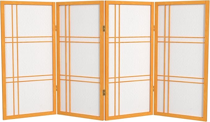 3 ft. Short Double Cross Shoji Screen - Honey - 4 Panels