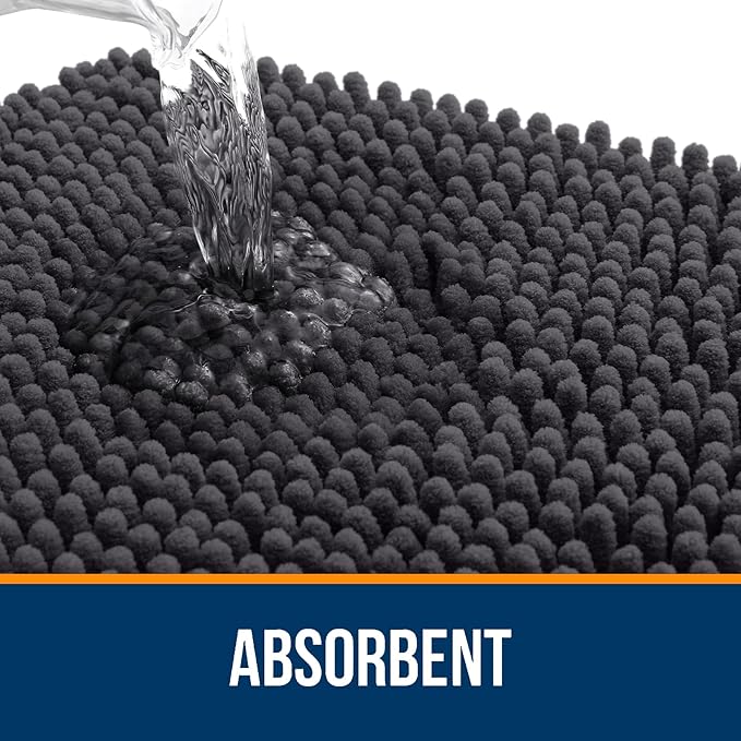 OLANLY Large Bathroom Rugs 44x32, Extra Soft Absorbent Chenille Bath Rugs, Rubber Backing Quick Dry, Machine Washable Bath Mats for Bathroom Floor, Tub and Shower, Home Decor Accessories, Dark Grey