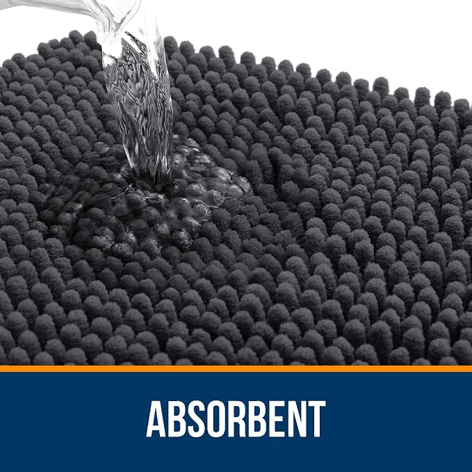 OLANLY Toilet Rugs U-Shaped 24x20, Extra Soft Absorbent Chenille Contour Bathroom Rugs for Toilet, Dry Quickly, Machine Washable, Non-Slip Bath Mat, Dark Grey