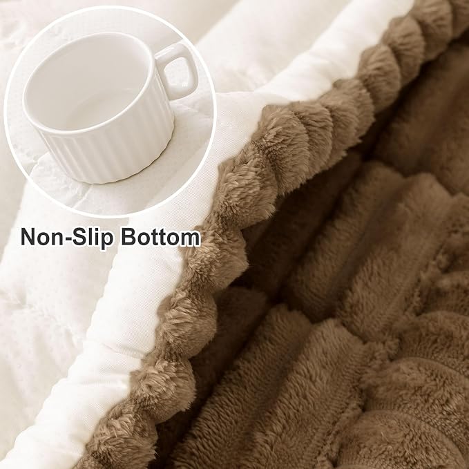 hyha Couch Cover for Dogs Washable, Non Slip Thick Flannel Sofa Protector, Pet Friendly Plush Furniture Cover for Sectional Sofa & Loveseat (Mocha, 43" x 82.7")