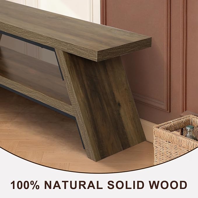 2-Tier Shoe Bench,Entryway Shoe Storage Bench,Modern Narrow Bench for Entryway, Kitchen, Bedroom, Dining（Brown）