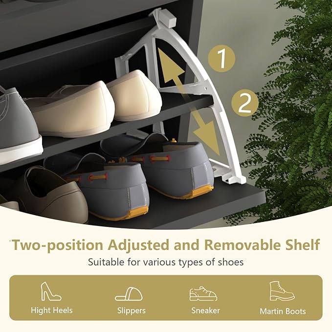 Shoe Storage Cabinet for Entryway with 3 Flip Drawers and 2 Top Drawers,Large Shoe Rack Organizer Cabinet for Closet,Hallway