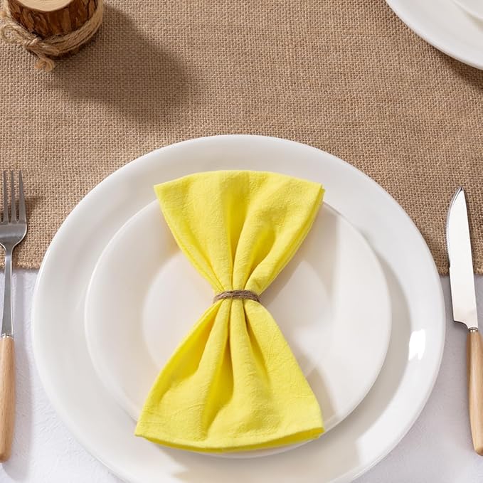 MLMW Yellow Cloth Napkins Set of 8 Spring Napkins Cloth Bulk Washable Cotton Dinner Napkins 16"×16" for Wedding Party Baby Bridal Shower Birthday Table Decor