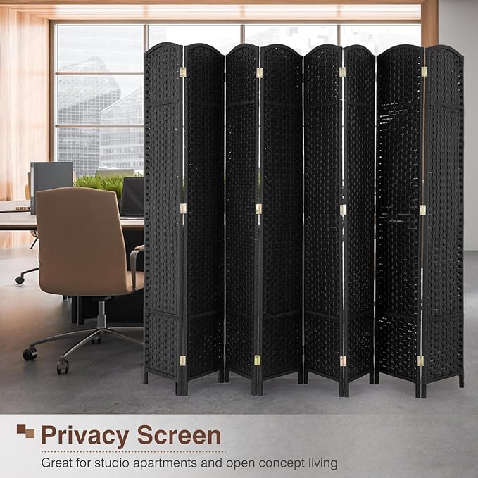 Room Divider 8 Panel 5.6 FT Tall Privacy Screen Waterproof Wood Frame Partition Room Dividers and Folding Privacy Screens Freestanding Wall Divider Indoor and Outdoor for Portable Room Separation