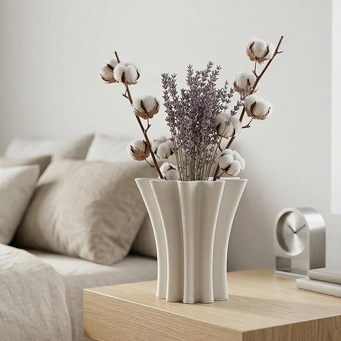 Contemporary White Ceramic Vase, Abstract Irregular Shape Sculptural Accent for Home Decor, Modern Artistic Centerpiece for Coffee Table or Bookshelf