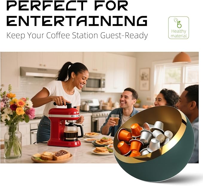 Coffee Pod Holder, Large Capacity Stainless Steel Storage Rack for Coffee & Espresso Pods - Countertop Coffee Bar Accessories (Green without base, Large)