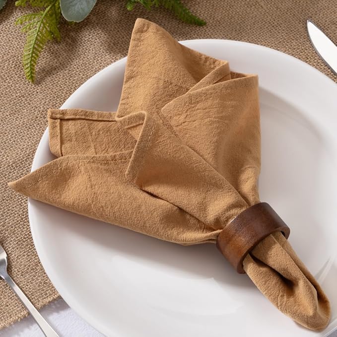 MLMW Caramel Cloth Napkins Set of 6 Cotton Spring Napkins Cloth Bulk Washable Dinner Napkins 16"×16" for Wedding Party Baby Bridal Shower Birthday Table Decor