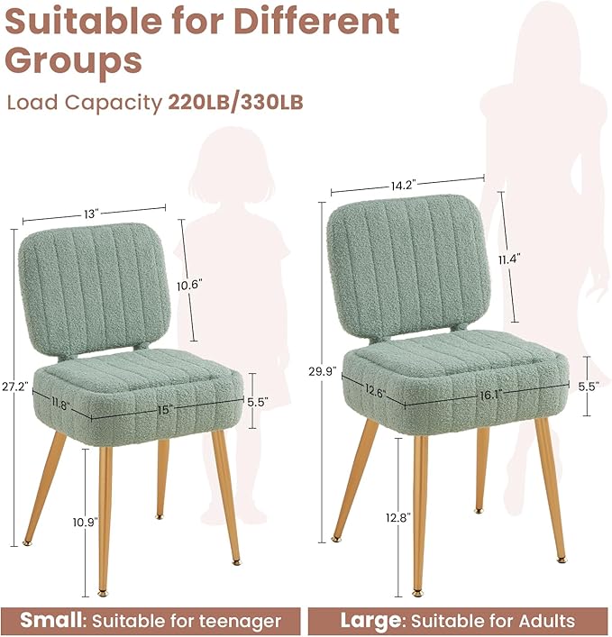 Updated Vanity Chair, Storage Ottoman with Folding Back & Gold-Toned Metal Legs, Ottoman Seat with Teddy Velvet for Dressing Room Living Room Bedroom, 16" x 12.5" Inch