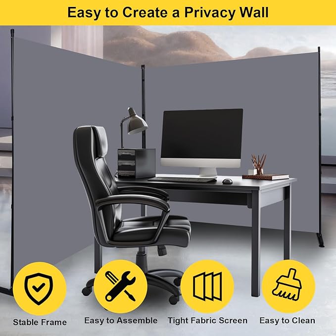 Room Divider 6FT Single Panel Privacy Screen, 71'' Wide Fabric Indoor Room Divider Wall Divider for Room Separation, Portable Room Partitions and Dividers Freestanding Temporary Wall Room Separators