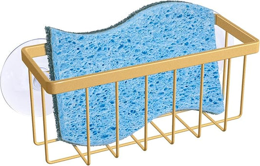 HLOOL Gold Sponge Holder for Kitchen Sink,Kitchen Sink Sponge Holder,Sink Organizer(Gold)