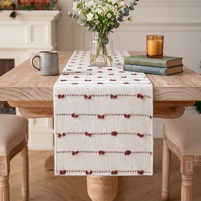 Artoid Mode Caramel Boho Farmhouse Cotton Woven Table Runner, Seasonal Fall Kitchen Dining Table Decoration for Home Party Decor 12x48 Inch