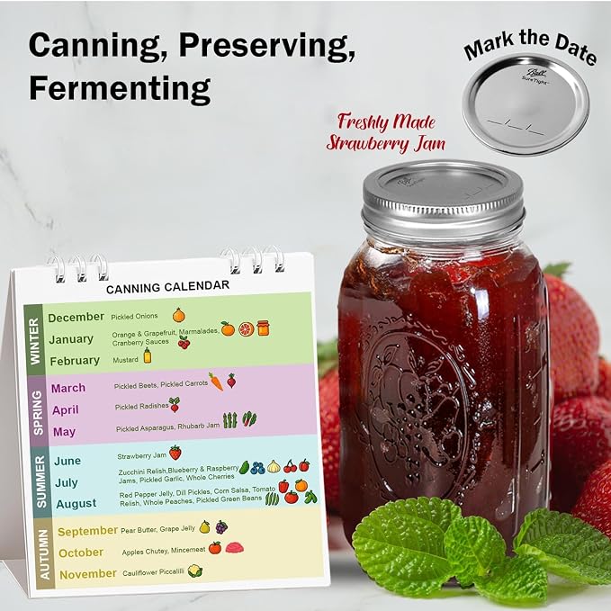 Ball Regular Mouth Mason Jars 32 oz. (12 Pack) - Quart Size Jars with Airtight Lids and Bands for Canning, Fermenting, Pickling, Meal Prep or DIY Decors and Projects Bundled with Peaknip Jar Opener
