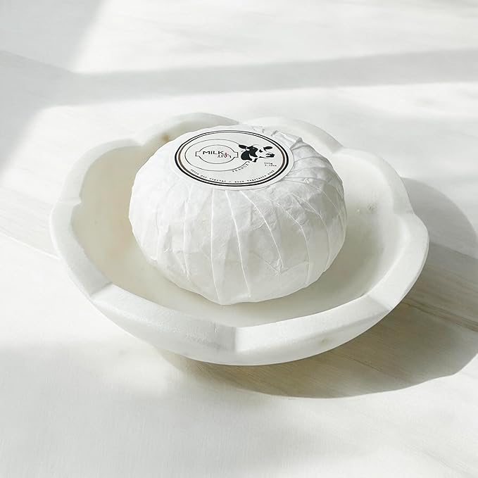 Scalloped White Marble Bowl - 4.6 inches - Decorative Bijou Bowl - Jewelry Dish - Jewelry Holder - Jewelry Tray - Trinket Holder - Key Bowl - Soap Dish - Candle Holder - Candle Dish
