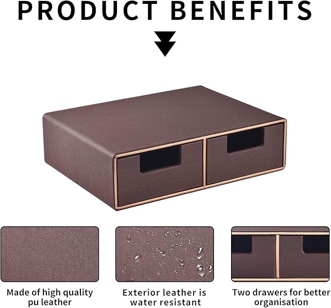 Stackable Desk Drawer Organizer,Dressing table organizer for Jewelry/Cosmetics,Coffee Maker Display holder and Storage Box for Home office,Brown