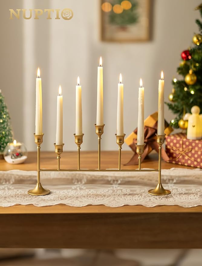 NUPTIO Gold Candlestick Holders for Table: Vintage Candelabra for Taper Candles - Weeding Centerpieces Candle Stick Holder for Christmas Birthday Party Fireplace