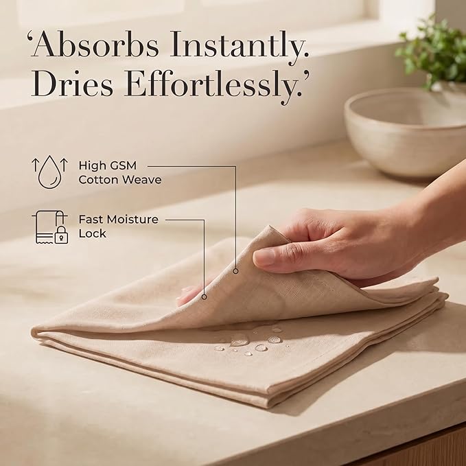 Urban Villa Cloth Napkins 100% Cotton Highly Absorbent Washable Durable Reusable Premium Dinner Napkins Ideal for Gifts for Mothers Day Hotel Farmhouse Parties - Taupe (20" x 20", Set of 12)