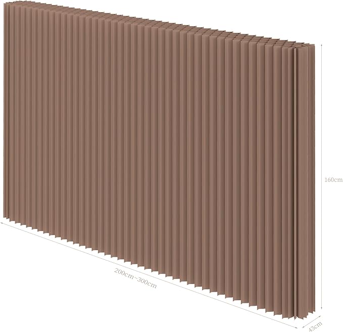 Folding Room Dividers, Portable Paper Partition, Retractable Privacy Screen for Dorm Studio Office Dressing Room Beauty Salon, Versatile Shapes, Easy for USE and Storage, Brown