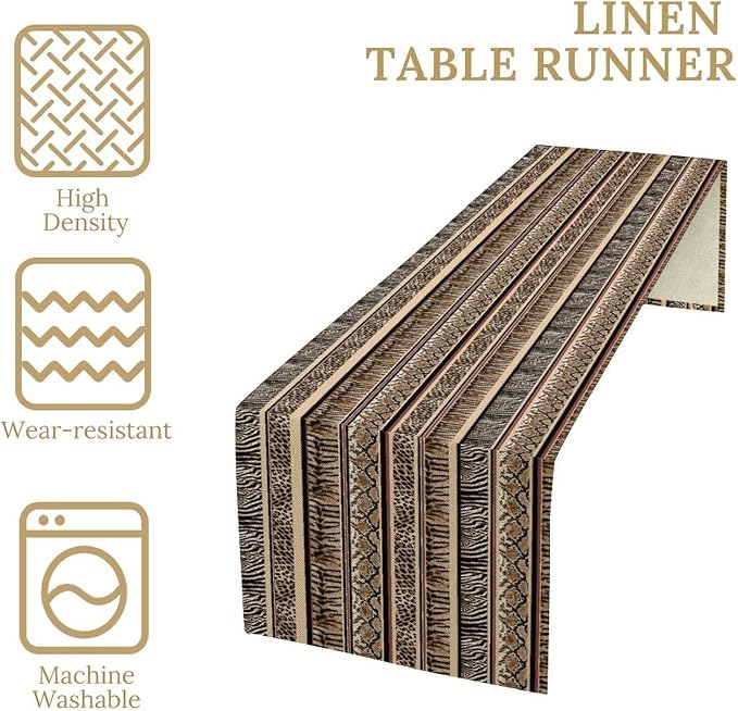 Fur Table Runner,Leopard Boa Zebra Deer Wild Animals Pattern Table Runner for Coffee Table Dining Room Table Bedroom Party Holiday Decor 13x90inch