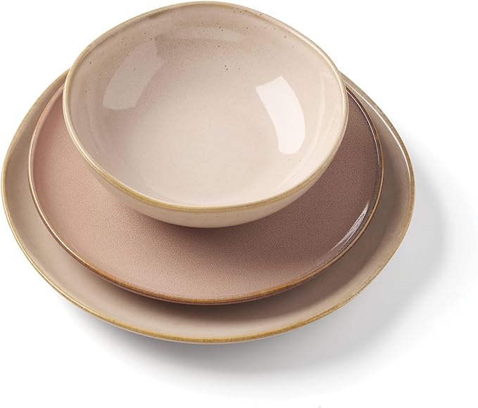 Oneida 897202 Organic Shades 12-Piece Dinnerware Set, Service For 4, Unique Color May Vary, Clay