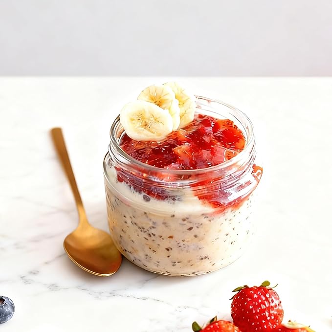 Overnight Oats Containers with Lids, 10oz Wide Mouth Mason Jars with Lids, 6 Pack Glass Jars with Airtight lid for Chia Pudding Yogurt Salad, Meal Prer Oatmeal Jars, Blue