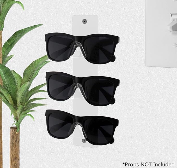 Marketing Holders 12 Pack Sunglasses Holder 3 Pair with Hardware Space Saver Organizer Hanging White Acrylic for Safety Glasses Labs Spectacles