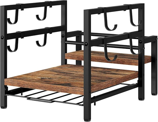 HOOBRO K Cup Holder, Coffee Pod Organizer for Counter, 35 Capacity Pods Storage Organizer Cups with Mug Rack, Coffee Maker Stand, Coffee Station for Syrup, Rustic Brown and Black BF01CR01