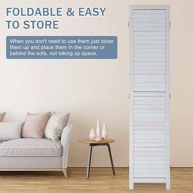 4 Panel 67" H Room Divider Partition Folding Wood Frame Screen Freestanding Privacy Divider Portable Breathable Partition Japanese-Inspired Oriental Shoji Screen Wall Divider for Home Office, White