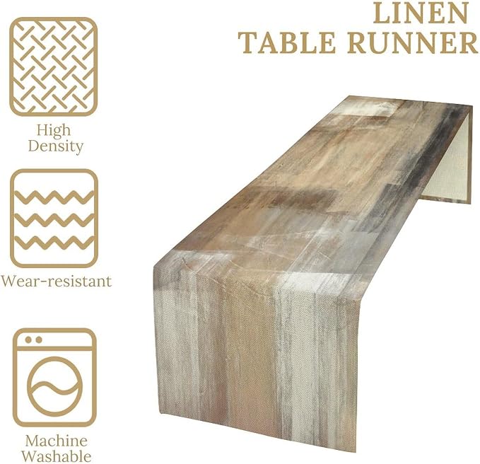 Taupe Tan Grey Brown Beige Abstract Art Contemporary Table Runner,Modern Neutral Decorative Pattern Table Runner for Coffee Table Dining Room Table Bedroom Party Holiday Decor 13x120inch