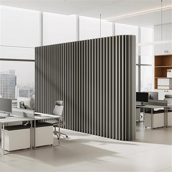 Portable Paper Room Divider Wall, Enterprise Office Retractable Temporary Partition Wall, Indoor Folding Rooling Privacy Screen for Room Separation, Grey