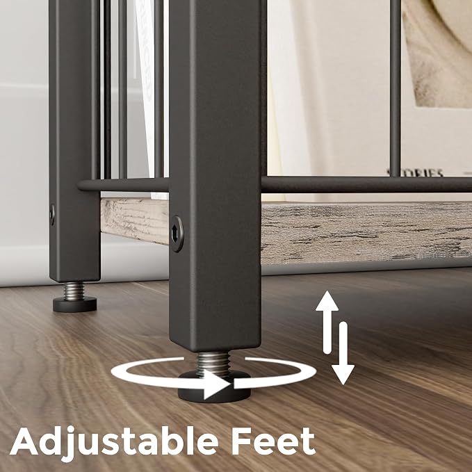 Homleke Narrow Side Tables Set of 2 with Magazine Holder, Skinny End Tables Perfect for Small Spaces, Space-Saving Design for Living Room, Bedroom, or Office, 7.1" D x 16.9" W x 23.6" H, Greige