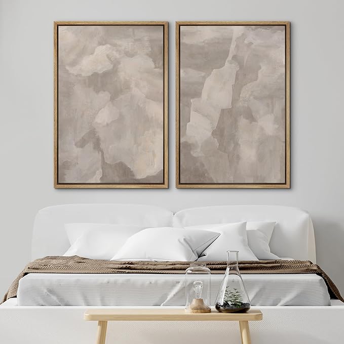 SIGNWIN Framed Canvas Print Wall Art Textured Abstract Earthy Beige Tones Illustrations Modern Art Decorative Contemporary for Living Room, Bedroom, Office - 24"x36"x2 Natural