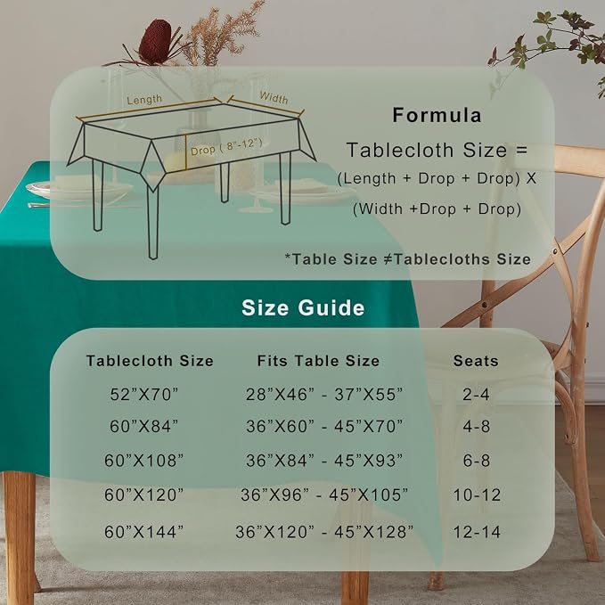 TOSMO 100% French Linen Rectangle Tablecloth, 108LX60W Prewashed Natural Linen Table Cloth for Farmhouse Dining, Buffet Parties, Picnic, Events, Weddings & Restaurants