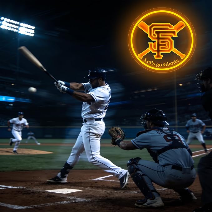 Baseball Neon Sign for Wall Decor Dimmable Baseball Team Neon Light for Man Cave Birthday Gifts for Fans Led Sport Sign for Sport Bar Club Party Garage Boys Bedroom Decor Art Size 11.8 * 11.4(FMA090)