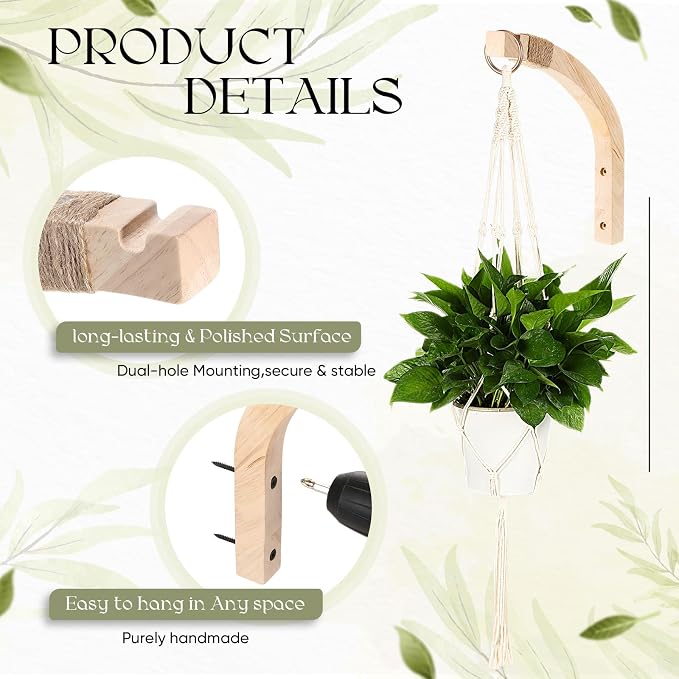 Colingmill 4 Pack Plant Wall Hanger for Indoor Plants 2 Pcs Plant Hangers Indoor Wall Mount 2 Pcs 41'' Macrame Plant Hangers Indoors Plant Hooks for Wall Outdoor Flower Pots Garden Decoration