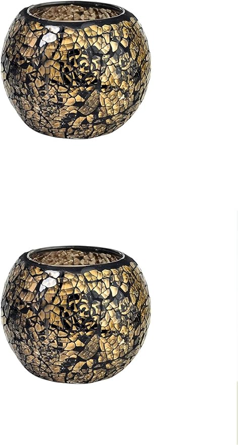 ELEGANTZ Tealight Candle Holder Centerpiece - Luxury Mosaic Glass Table Decorations - Elegant and Modern Dining Table Decor - Set of 2