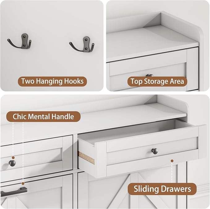Shoe Cabinet with 6 Flip Drawers & 2 Top Drawers, 57" Tall Freestanding Narrow Wooden Shoe Storage Organizer for Entryway, Hidden Slim Shoe Rack for Front Door Entrance, Hallway, Living Room, White