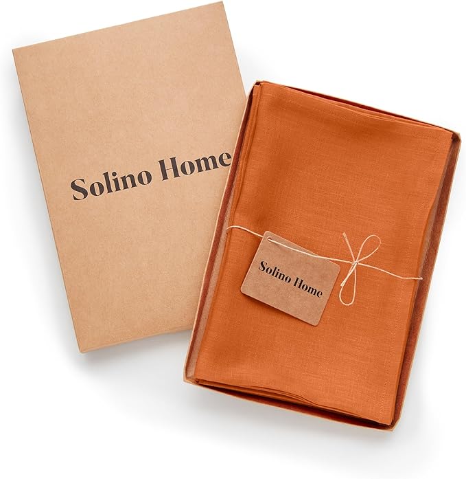 Solino Home Linen Cloth Napkins Set of 4-100% Pure Linen Pumpkin Dinner Napkins 20 x 20 Inch - Fete, Handcrafted and Machine Washable