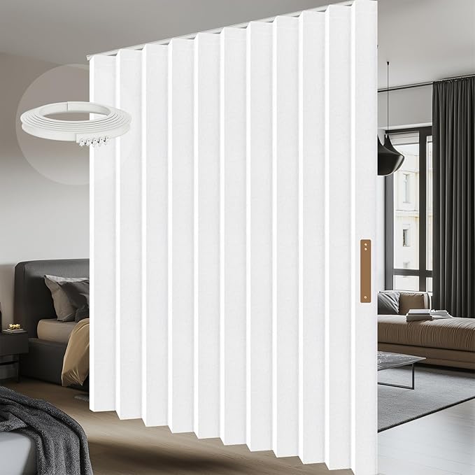 100% Blackout Room Divider Curtains Screen Partitions, Blackout Sound Reducing Divider Room Panel for Doorway Glass Window Sliding Door Patio(White, W180 x L84, 1 Pack)