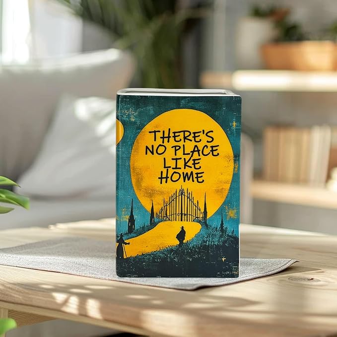 LIFFY Book Vase for Flowers, Ceramic Flower Vase Bookshelf Decor, Unique Book Shape Decration Vase Bookend Gift for Book Lovers(Teal Blue, Wizard of Oz)