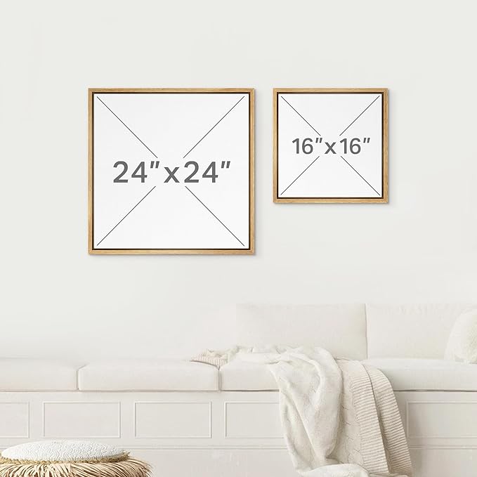 SIGNWIN Framed Canvas Print Wall Art Grunge Pastel Geometric Line Collage Abstract Shapes Illustrations Modern Art Decorative Boho Relax/Zen Nordic for Living Room, Bedroom, Office - 24"x24" Natural