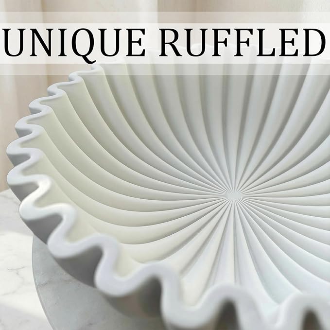 Decorative Bowls for home decor, fruit bowl for kitchen counter, Scalloped key bowl for entryway table