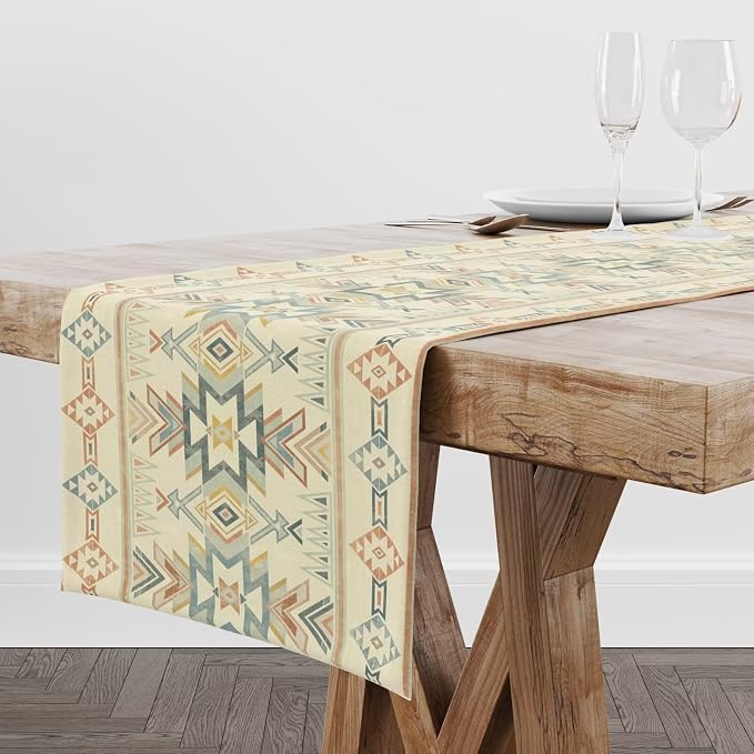 Native Aztec Table Runner, Tribal Style Southwestern Geometric Table Runners Decor for Party Dinner Festival Farmhouse Holiday Home 13x90 Inch